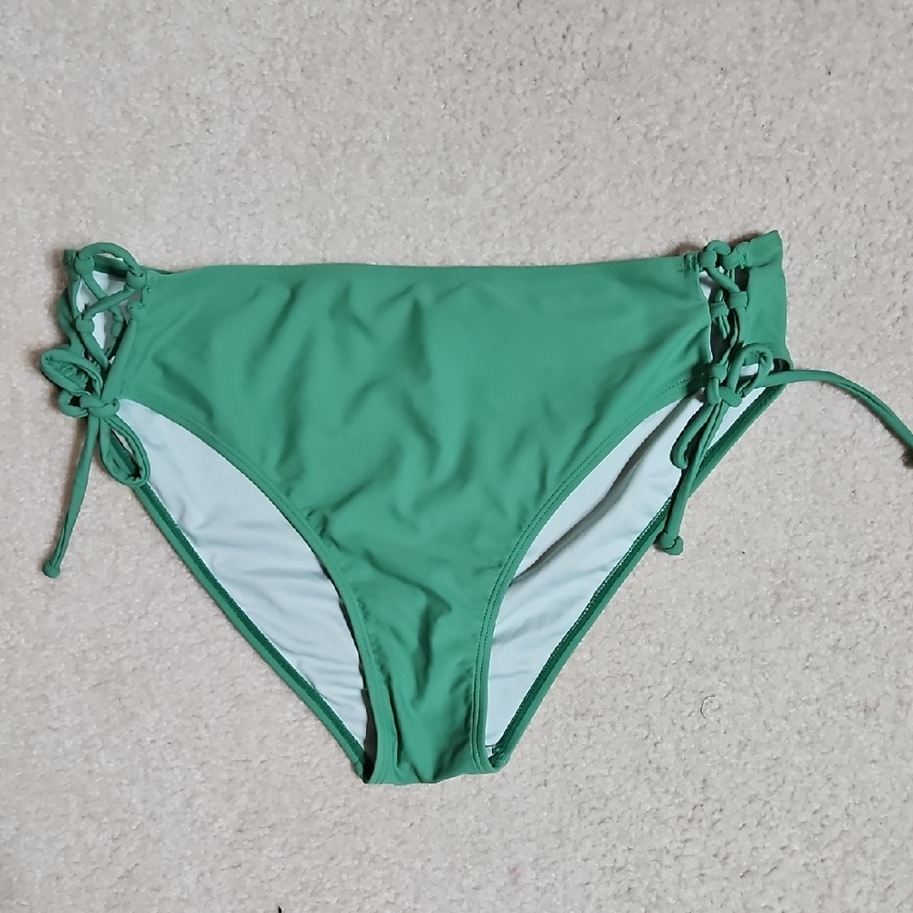 Green Lace-Up Women's Swim Bottom